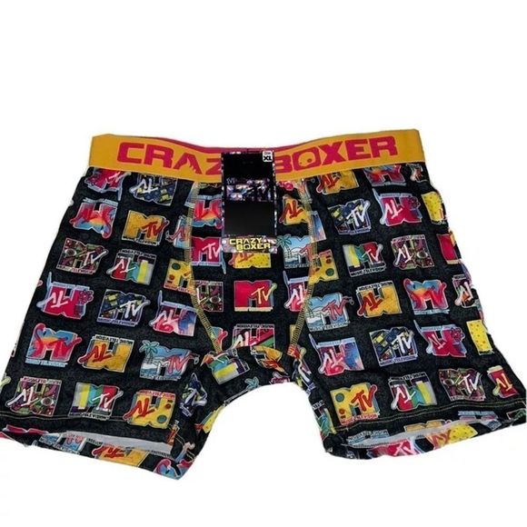 Crazy Boxer MTV Logo All Over Print Mens XL Stretch Sleep Boxers New Soft Touch - Picture 1 of 7